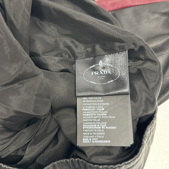 Prada Leather Pants Jogger Tapered Skinny Ankle Pant Black Maroon Colorblock 40 - Picture 8 of 11